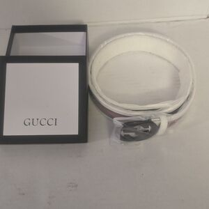 Gucci White and Red Striped Belt